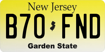 NJ license plate B70FND