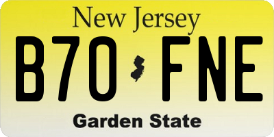 NJ license plate B70FNE