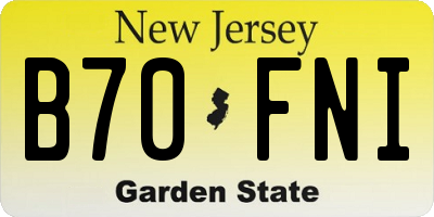 NJ license plate B70FNI