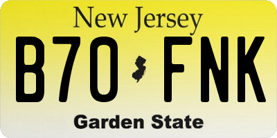 NJ license plate B70FNK