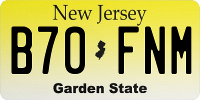 NJ license plate B70FNM