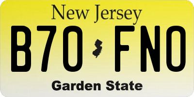 NJ license plate B70FNO