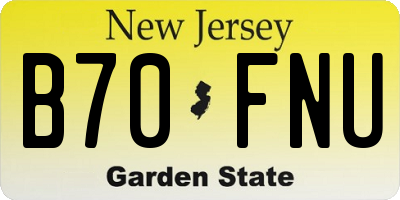 NJ license plate B70FNU