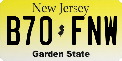 NJ license plate B70FNW