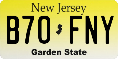NJ license plate B70FNY