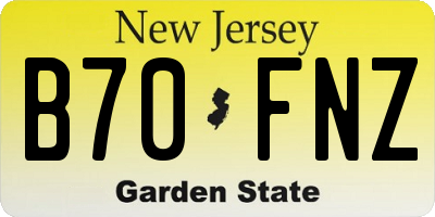 NJ license plate B70FNZ