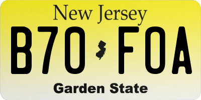 NJ license plate B70FOA