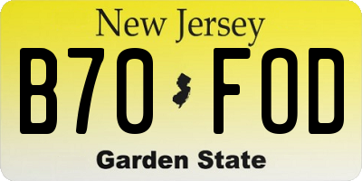 NJ license plate B70FOD