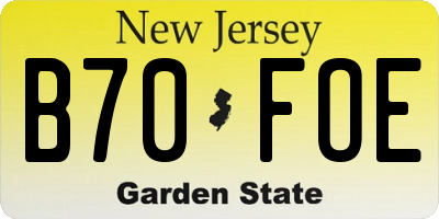 NJ license plate B70FOE