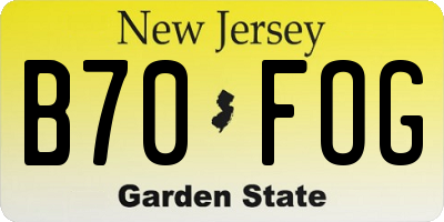 NJ license plate B70FOG