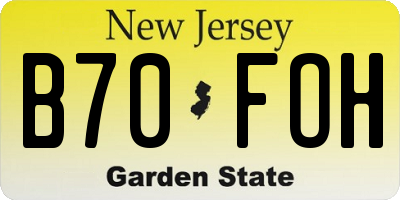 NJ license plate B70FOH