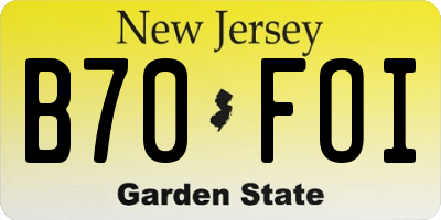 NJ license plate B70FOI