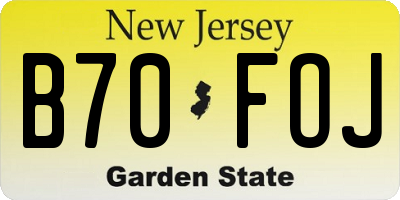 NJ license plate B70FOJ