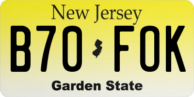 NJ license plate B70FOK