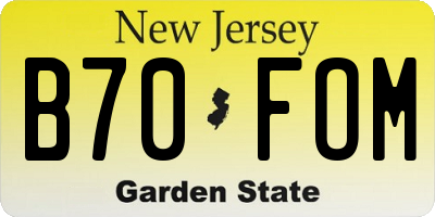 NJ license plate B70FOM