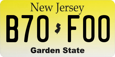 NJ license plate B70FOO