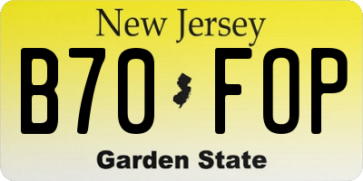 NJ license plate B70FOP