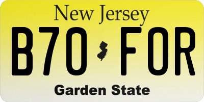 NJ license plate B70FOR
