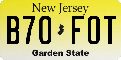 NJ license plate B70FOT