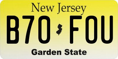 NJ license plate B70FOU