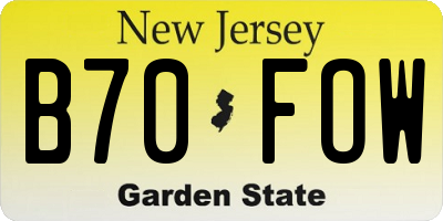 NJ license plate B70FOW