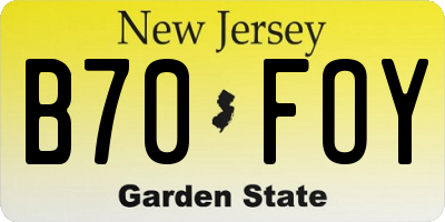 NJ license plate B70FOY