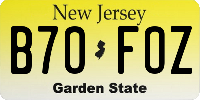 NJ license plate B70FOZ