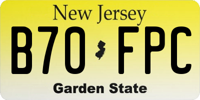 NJ license plate B70FPC