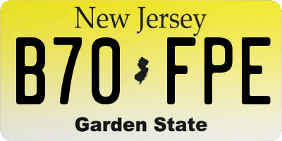 NJ license plate B70FPE