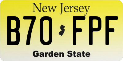 NJ license plate B70FPF