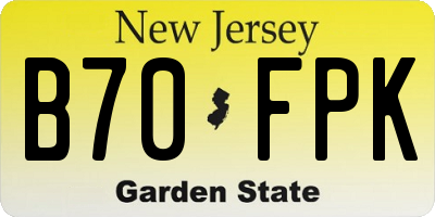 NJ license plate B70FPK
