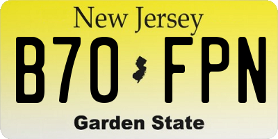 NJ license plate B70FPN