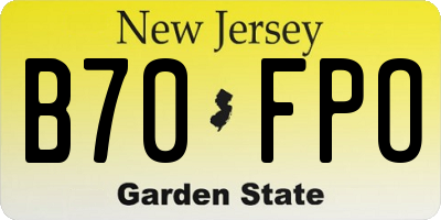 NJ license plate B70FPO