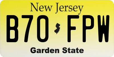 NJ license plate B70FPW