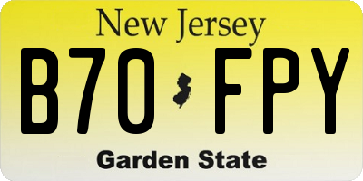 NJ license plate B70FPY