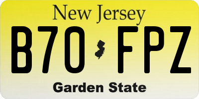 NJ license plate B70FPZ