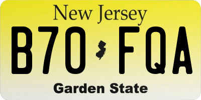 NJ license plate B70FQA