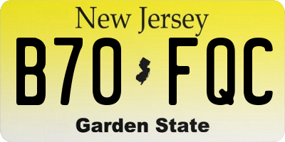 NJ license plate B70FQC
