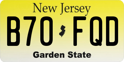 NJ license plate B70FQD