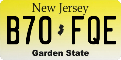 NJ license plate B70FQE