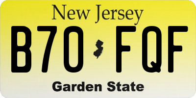 NJ license plate B70FQF