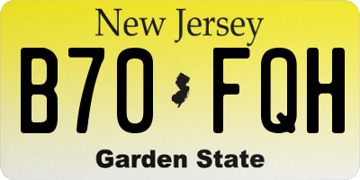 NJ license plate B70FQH