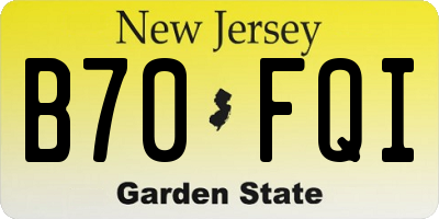 NJ license plate B70FQI