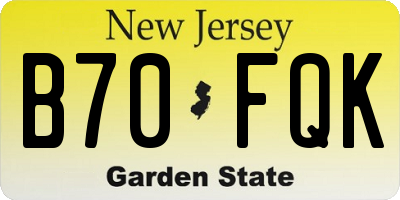 NJ license plate B70FQK