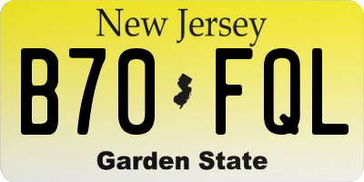 NJ license plate B70FQL