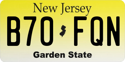 NJ license plate B70FQN