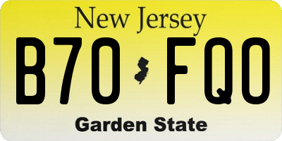 NJ license plate B70FQO