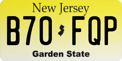 NJ license plate B70FQP