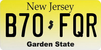 NJ license plate B70FQR