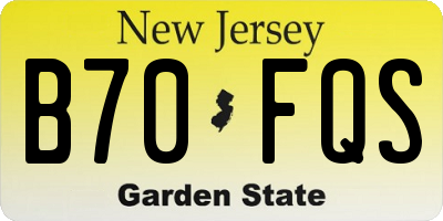 NJ license plate B70FQS